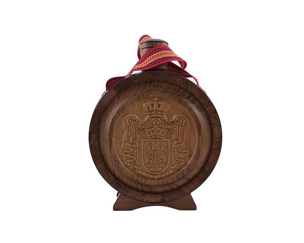 Buklija - Holzflasche mit dem Wappen von Serbien